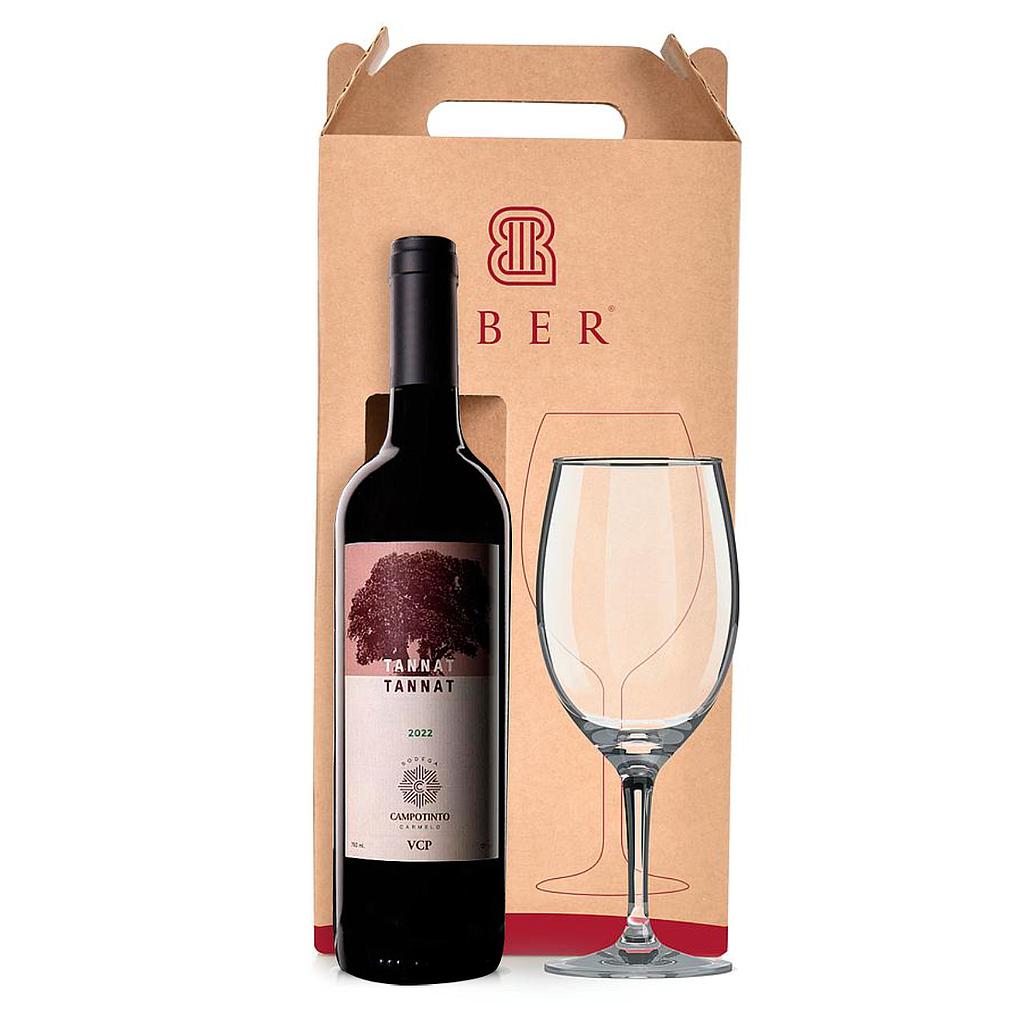 PACK VINO URUGUAYO CON COPA BOHEMIA 590 ML